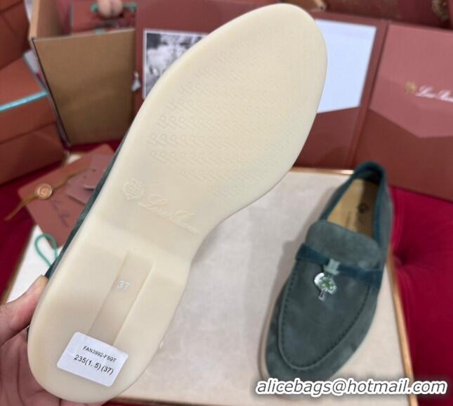 Duplicate Loro Piana Summer Charm Loafers in Two-Tone Suede Green 1230012