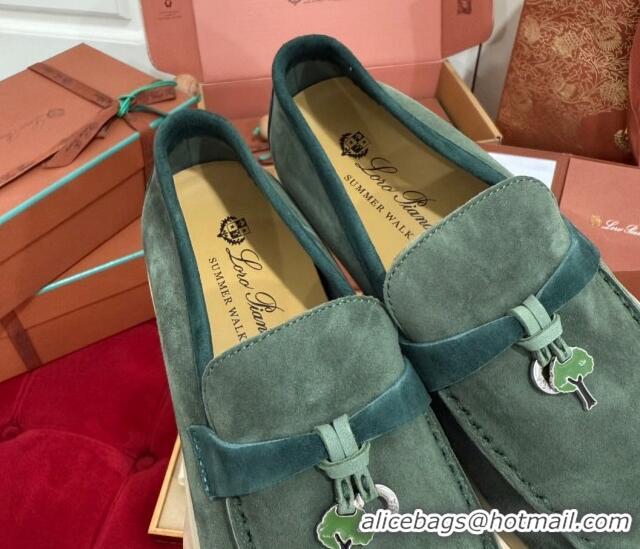 Duplicate Loro Piana Summer Charm Loafers in Two-Tone Suede Green 1230012