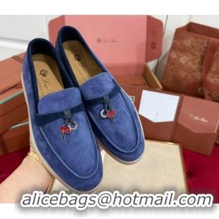 Best Grade Loro Piana Summer Charm Loafers in Two-Tone Suede Blue 1230013