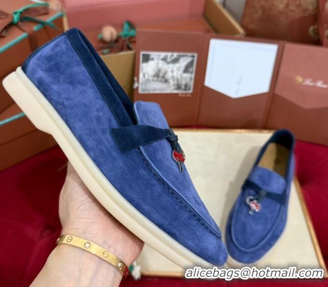 Best Grade Loro Piana Summer Charm Loafers in Two-Tone Suede Blue 1230013