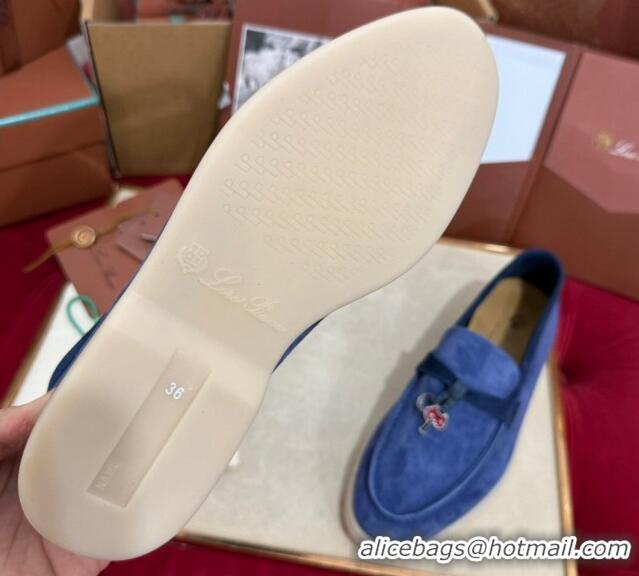 Best Grade Loro Piana Summer Charm Loafers in Two-Tone Suede Blue 1230013