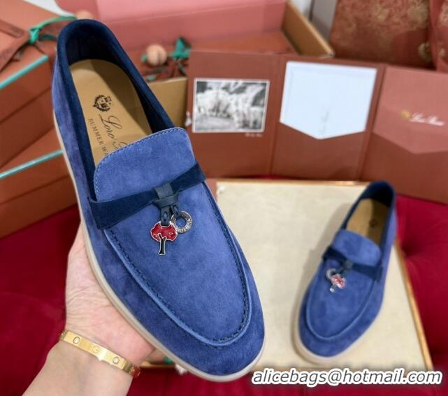 Best Grade Loro Piana Summer Charm Loafers in Two-Tone Suede Blue 1230013