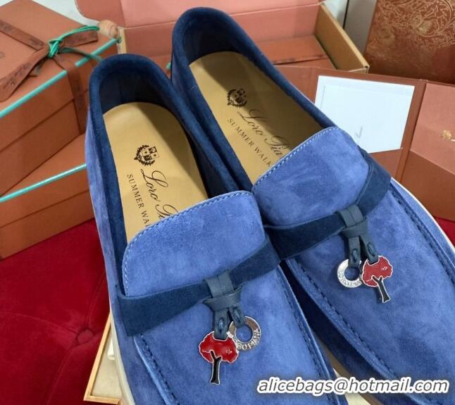 Best Grade Loro Piana Summer Charm Loafers in Two-Tone Suede Blue 1230013