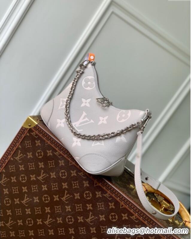 Luxury Cheap Louis Vuitton Boulogne Bag in Embossed Grained Cowhide Leather M14211 Gray 2025