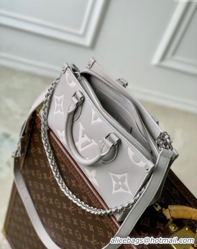 Luxury Discount Louis Vuitton OnTheGo East West Bag in Embossed Grained Cowhide Leather M14213 Grey 2025