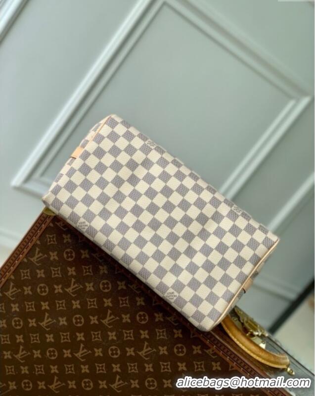 Best Quality Louis Vuitton Speedy Bandouliere 30 Bag in Damier Azur Canvas N40592 White 2025