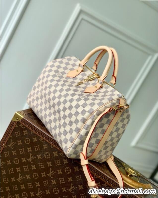 Best Quality Louis Vuitton Speedy Bandouliere 30 Bag in Damier Azur Canvas N40592 White 2025