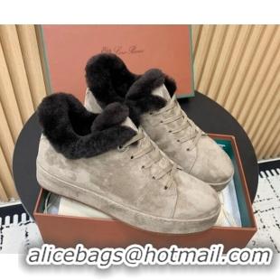 Good Product Loro Piana Low top Sneakers in Suede and Wool Fur Grey 1230076