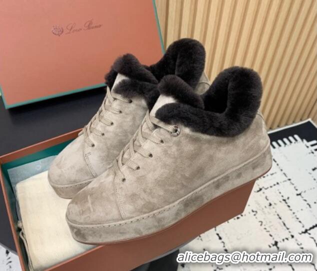 Good Product Loro Piana Low top Sneakers in Suede and Wool Fur Grey 1230076