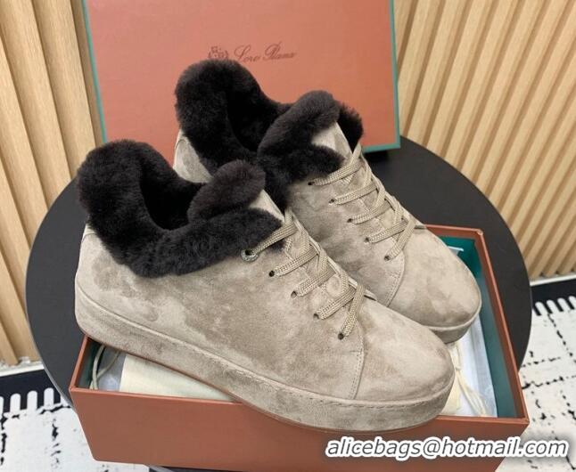 Good Product Loro Piana Low top Sneakers in Suede and Wool Fur Grey 1230076