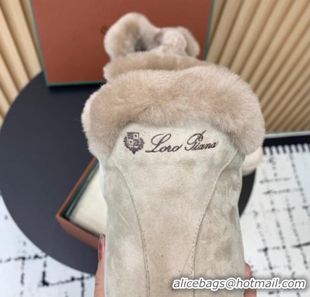 Best Price Loro Piana High top Sneakers in Suede and Wool Fur Beige 1230081