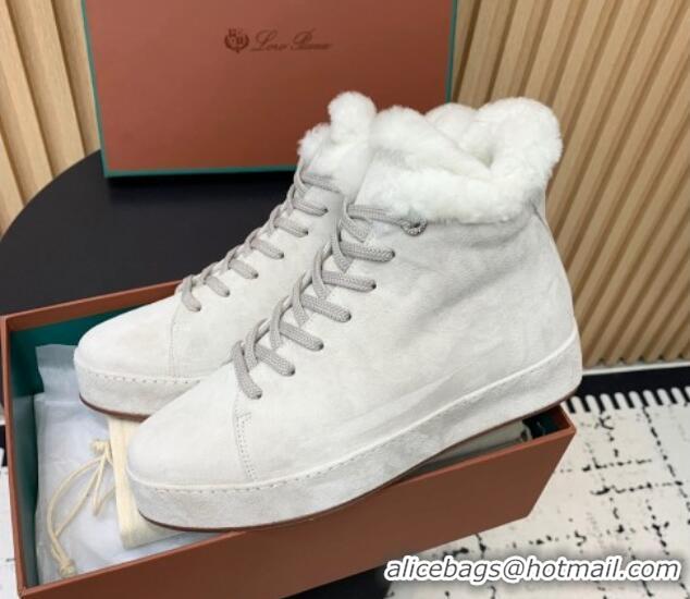 Most Popular Loro Piana High top Sneakers in Suede and Wool Fur White 1230082