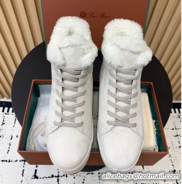 Most Popular Loro Piana High top Sneakers in Suede and Wool Fur White 1230082