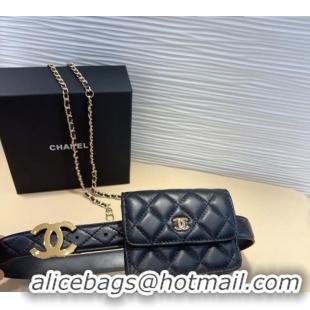 Buy Inexpensive Chanel Quilted Lambskin Leather Pouch Belt CH010908 Black 2025