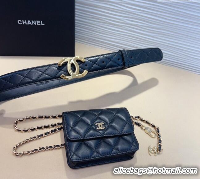 Buy Inexpensive Chanel Quilted Lambskin Leather Pouch Belt CH010908 Black 2025