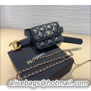 Buy Discount Chanel Quilted Lambskin & Calfskin Pouch Belt CH010908 Black 2025