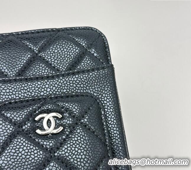 New Fashion Chanel Grained Calfskin Phone Holder with Chain AP0990 Black/Silver 2025