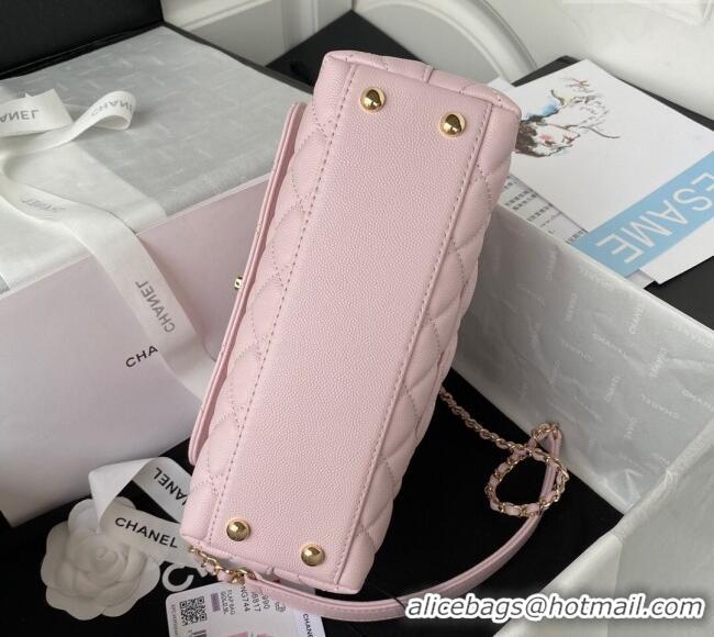 Promotional Chanel Coco Handle Quilted Grained Calfskin Small Flap Bag with Top Handle A92990 Light Pink 2025