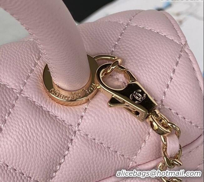 Promotional Chanel Coco Handle Quilted Grained Calfskin Small Flap Bag with Top Handle A92990 Light Pink 2025