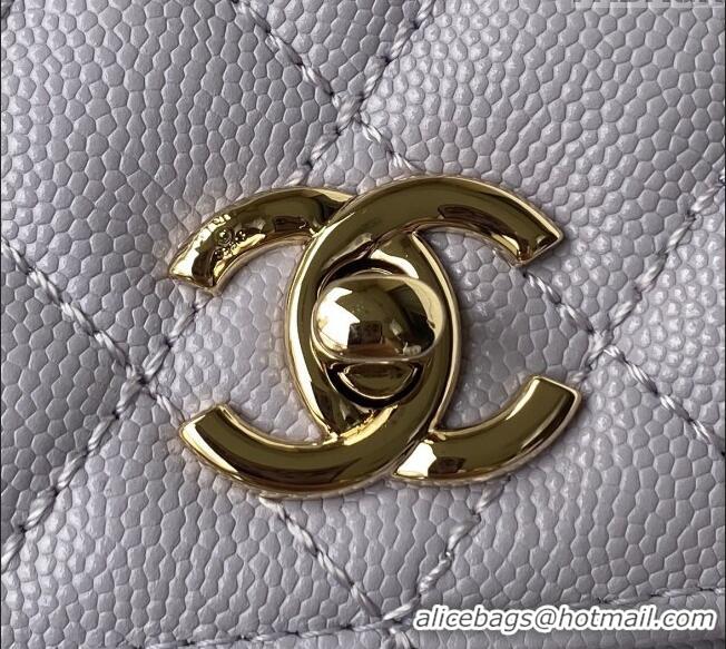 Inexpensive Chanel Coco Handle Quilted Grained Calfskin Small Flap Bag with Top Handle A92990 Light Purple 2025