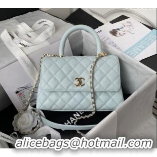 Big Discount Chanel Coco Handle Quilted Grained Calfskin Small Flap Bag with Top Handle A92990 Light Green 2025