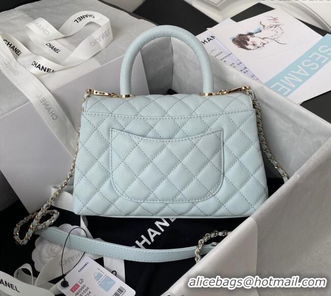 Big Discount Chanel Coco Handle Quilted Grained Calfskin Small Flap Bag with Top Handle A92990 Light Green 2025