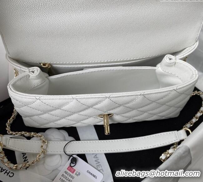 Well Crafted Chanel Coco Handle Quilted Grained Calfskin Small Flap Bag with Top Handle A92990 White 2025