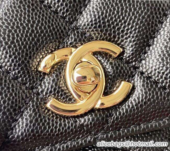 Good Quality Chanel Coco Handle Quilted Grained Calfskin Small Flap Bag with Top Handle A92990 Black/Burgundy 2025