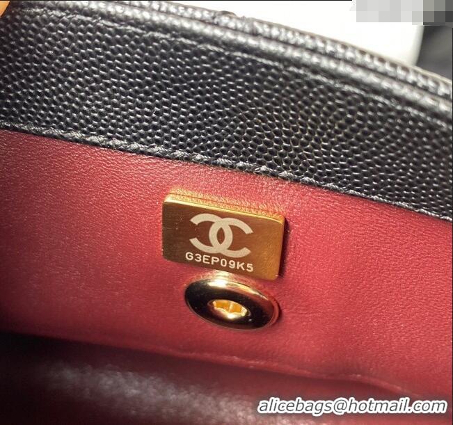 Good Quality Chanel Coco Handle Quilted Grained Calfskin Small Flap Bag with Top Handle A92990 Black/Burgundy 2025