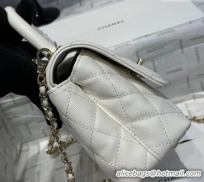 Grade Design Chanel Coco Handle Quilted Grained Calfskin Mini Flap Bag with Top Handle AS2215 White 2025