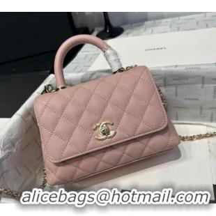 Low Price Chanel Coco Handle Quilted Grained Calfskin Mini Flap Bag with Top Handle AS2215 Light Pink 2025