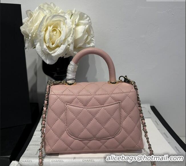 Low Price Chanel Coco Handle Quilted Grained Calfskin Mini Flap Bag with Top Handle AS2215 Light Pink 2025