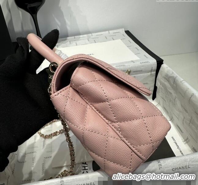 Low Price Chanel Coco Handle Quilted Grained Calfskin Mini Flap Bag with Top Handle AS2215 Light Pink 2025