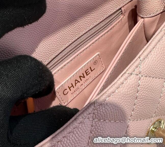 Low Price Chanel Coco Handle Quilted Grained Calfskin Mini Flap Bag with Top Handle AS2215 Light Pink 2025