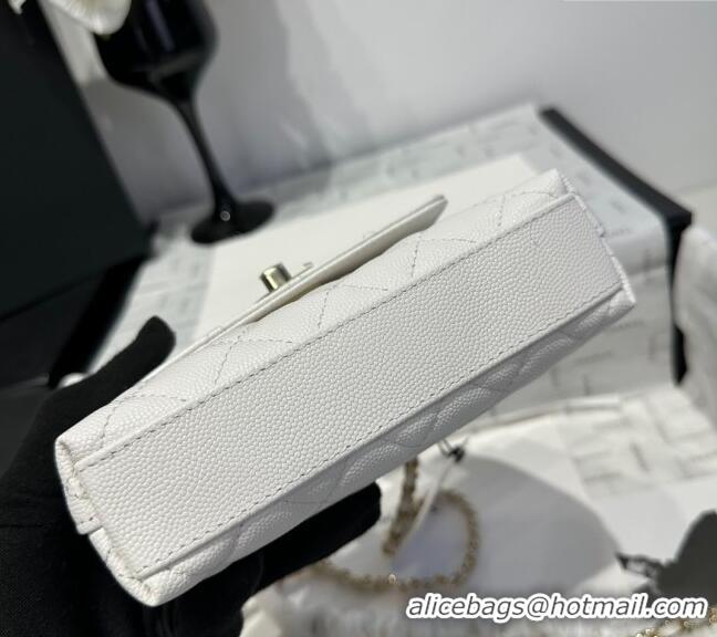 Unique Grade Chanel Coco Handle Quilted Grained Calfskin Nano Flap Bag with Top Handle AP4424 White 2025