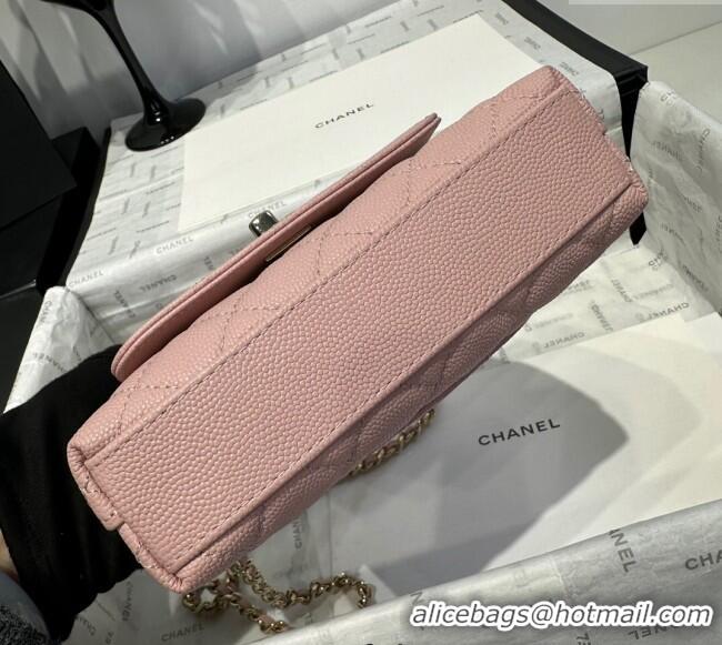 Top Grade Chanel Coco Handle Quilted Grained Calfskin Nano Flap Bag with Top Handle AP4424 Light Pink 2025