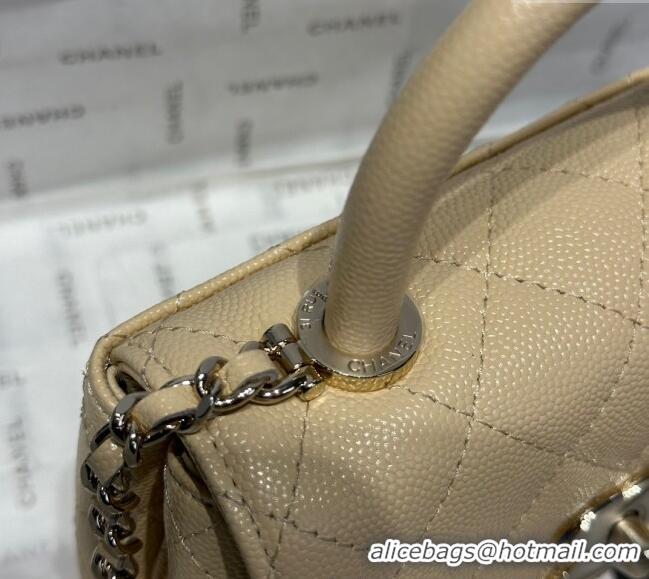 Good Taste Chanel Coco Handle Quilted Grained Calfskin Nano Flap Bag with Top Handle AP4424 Beige 2025