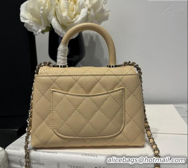 Good Taste Chanel Coco Handle Quilted Grained Calfskin Nano Flap Bag with Top Handle AP4424 Beige 2025