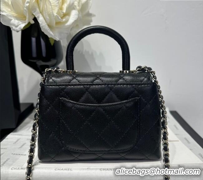 Good Taste Chanel Coco Handle Quilted Grained Calfskin Nano Flap Bag with Top Handle AP4424 Black 2025