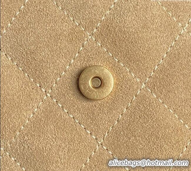 Luxury Cheap Chanel Quilted Suede Medium Hobo bag AS5293 Beige 2025