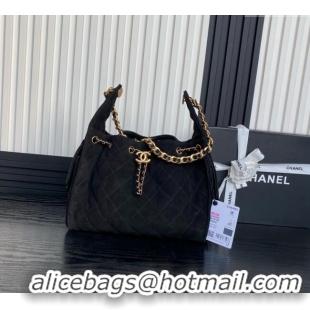 Luxury Discount Chanel Quilted Suede Medium Hobo bag AS5293 Black 2025