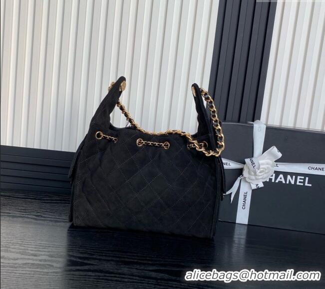 Luxury Discount Chanel Quilted Suede Medium Hobo bag AS5293 Black 2025