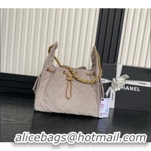 Luxury Cheap Chanel Quilted Suede Medium Hobo bag AS5293 Light Grey 2025