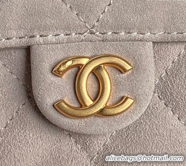 Luxury Cheap Chanel Quilted Suede Medium Hobo bag AS5293 Light Grey 2025