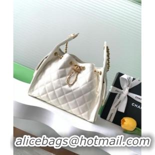 Well Crafted Chanel Quilted Calfskin Medium Hobo bag AS5293 White 2025