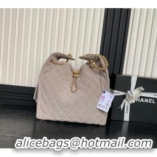 Famous Brand Chanel Quilted Suede Large Hobo bag AS5311 Light Grey 2025