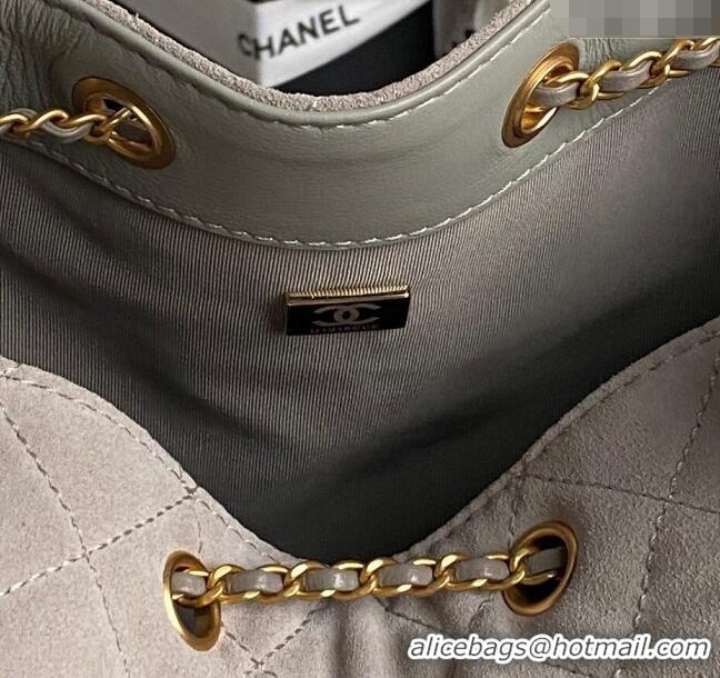 Famous Brand Chanel Quilted Suede Large Hobo bag AS5311 Light Grey 2025