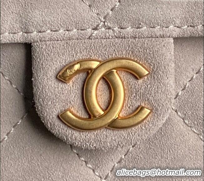 Famous Brand Chanel Quilted Suede Large Hobo bag AS5311 Light Grey 2025