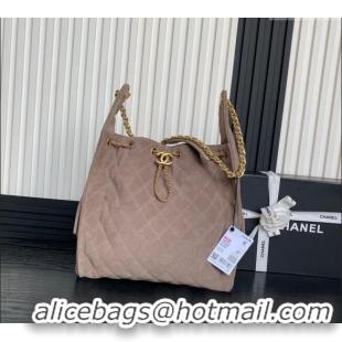 Grade Quality Chanel Quilted Suede Large Hobo bag AS5311 Beige 2025