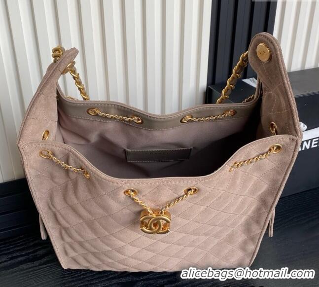 Grade Quality Chanel Quilted Suede Large Hobo bag AS5311 Beige 2025